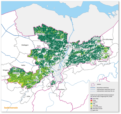 Bekken van de Gentse Kanalen kaart bodemerosie
