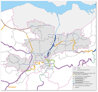 Bekken van de Gentse Kanalen kaart transport