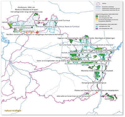 Maasbekken kaart natuur-ecologie